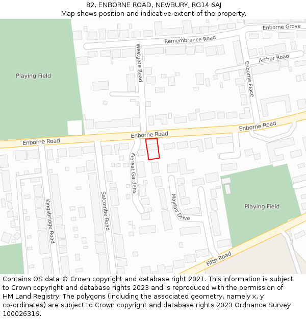 82, ENBORNE ROAD, NEWBURY, RG14 6AJ: Location map and indicative extent of plot