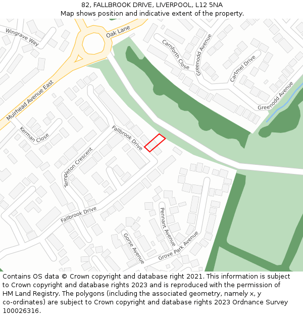 82, FALLBROOK DRIVE, LIVERPOOL, L12 5NA: Location map and indicative extent of plot