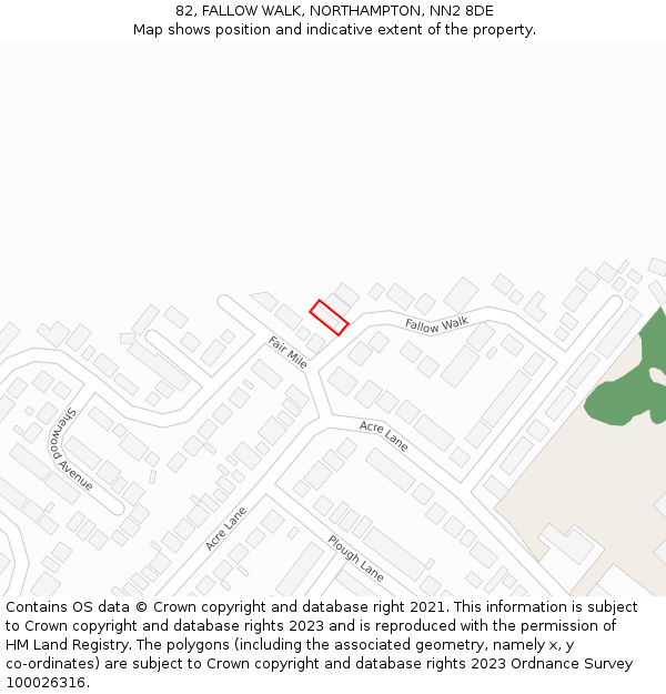 82, FALLOW WALK, NORTHAMPTON, NN2 8DE: Location map and indicative extent of plot