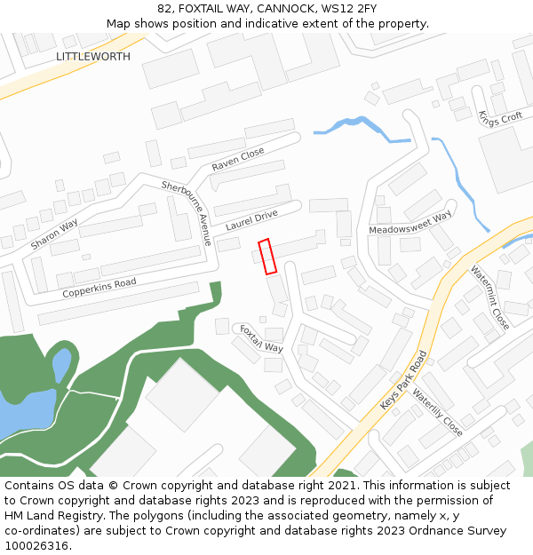 82, FOXTAIL WAY, CANNOCK, WS12 2FY: Location map and indicative extent of plot