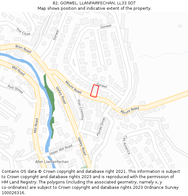 82, GORWEL, LLANFAIRFECHAN, LL33 0DT: Location map and indicative extent of plot