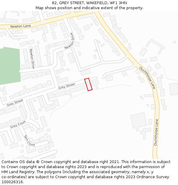 82, GREY STREET, WAKEFIELD, WF1 3HN: Location map and indicative extent of plot