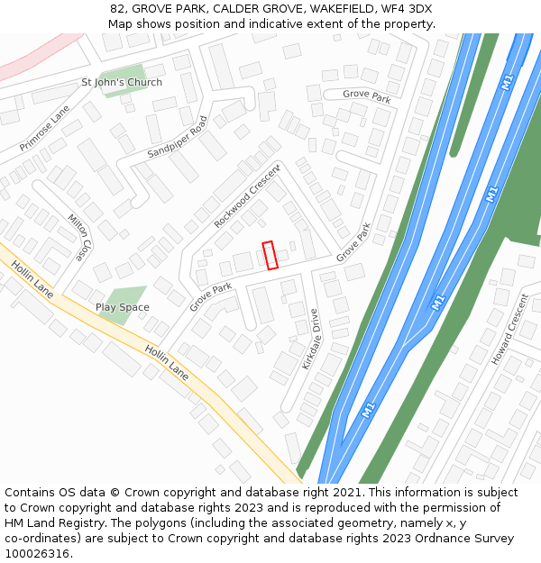 82, GROVE PARK, CALDER GROVE, WAKEFIELD, WF4 3DX: Location map and indicative extent of plot