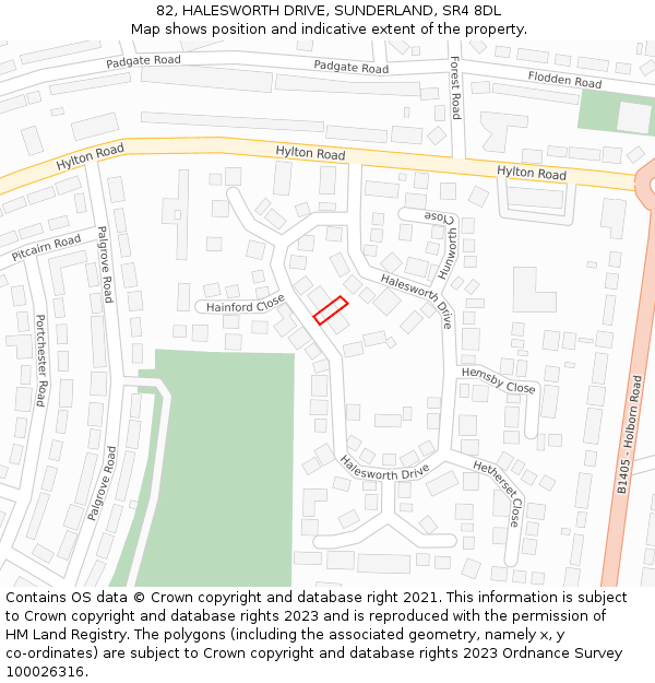 82, HALESWORTH DRIVE, SUNDERLAND, SR4 8DL: Location map and indicative extent of plot
