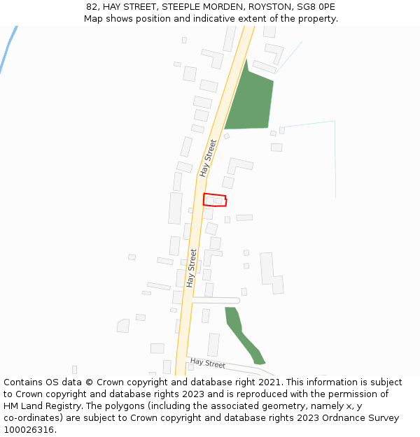 82, HAY STREET, STEEPLE MORDEN, ROYSTON, SG8 0PE: Location map and indicative extent of plot