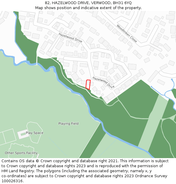 82, HAZELWOOD DRIVE, VERWOOD, BH31 6YQ: Location map and indicative extent of plot