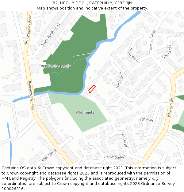 82, HEOL Y DDOL, CAERPHILLY, CF83 3JN: Location map and indicative extent of plot