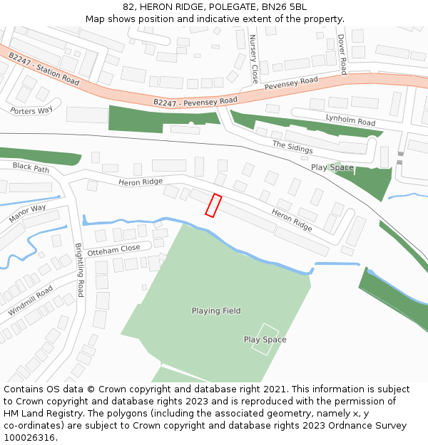 82, HERON RIDGE, POLEGATE, BN26 5BL: Location map and indicative extent of plot