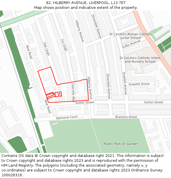 82, HILBERRY AVENUE, LIVERPOOL, L13 7ET: Location map and indicative extent of plot