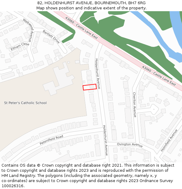 82, HOLDENHURST AVENUE, BOURNEMOUTH, BH7 6RG: Location map and indicative extent of plot