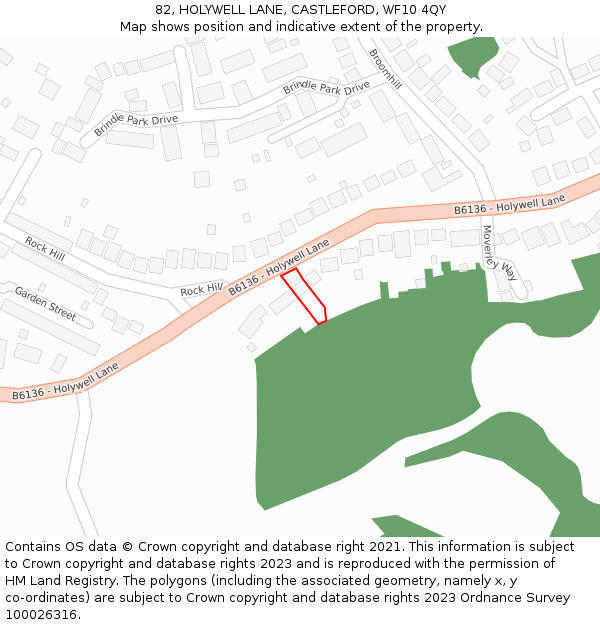 82, HOLYWELL LANE, CASTLEFORD, WF10 4QY: Location map and indicative extent of plot