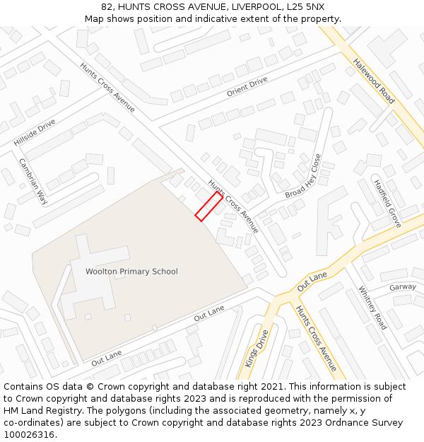 82, HUNTS CROSS AVENUE, LIVERPOOL, L25 5NX: Location map and indicative extent of plot