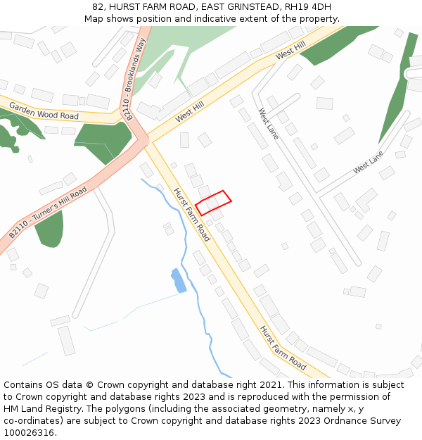 82, HURST FARM ROAD, EAST GRINSTEAD, RH19 4DH: Location map and indicative extent of plot