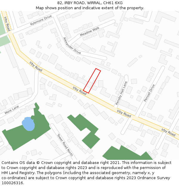 82, IRBY ROAD, WIRRAL, CH61 6XG: Location map and indicative extent of plot