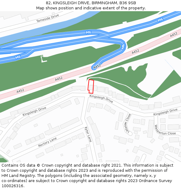 82, KINGSLEIGH DRIVE, BIRMINGHAM, B36 9SB: Location map and indicative extent of plot