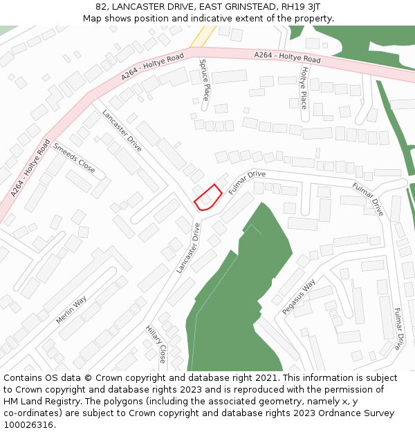 82, LANCASTER DRIVE, EAST GRINSTEAD, RH19 3JT: Location map and indicative extent of plot