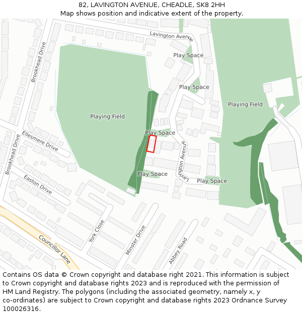 82, LAVINGTON AVENUE, CHEADLE, SK8 2HH: Location map and indicative extent of plot