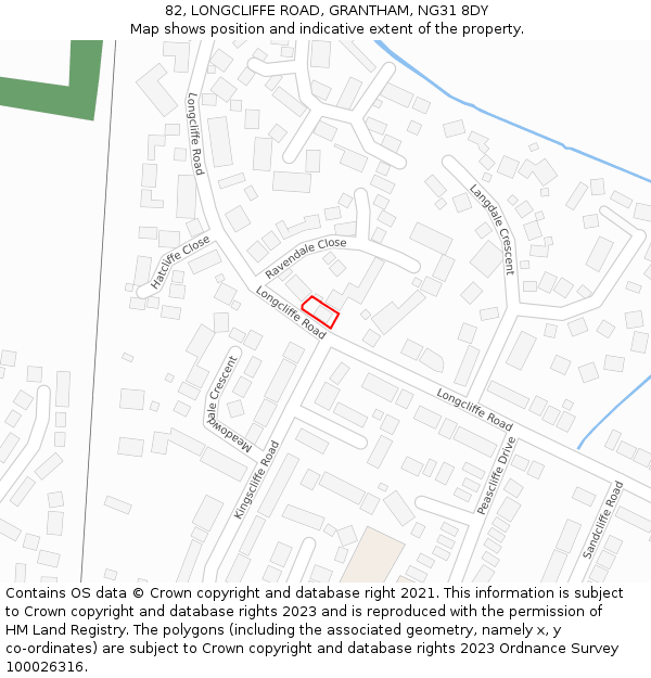 82, LONGCLIFFE ROAD, GRANTHAM, NG31 8DY: Location map and indicative extent of plot