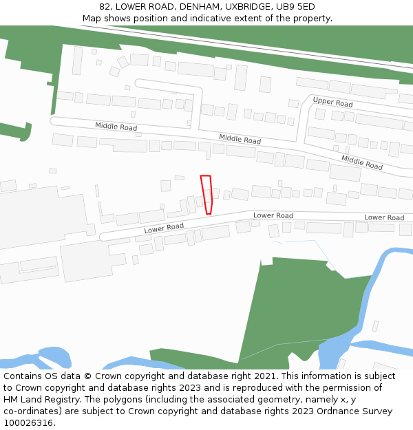 82, LOWER ROAD, DENHAM, UXBRIDGE, UB9 5ED: Location map and indicative extent of plot