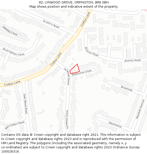 82, LYNWOOD GROVE, ORPINGTON, BR6 0BH: Location map and indicative extent of plot