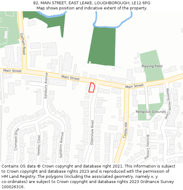 82, MAIN STREET, EAST LEAKE, LOUGHBOROUGH, LE12 6PG: Location map and indicative extent of plot
