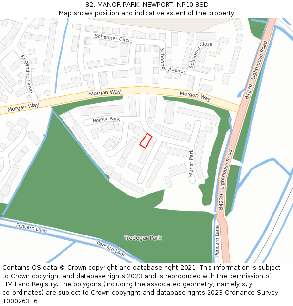 82, MANOR PARK, NEWPORT, NP10 8SD: Location map and indicative extent of plot
