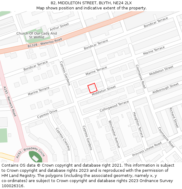 82, MIDDLETON STREET, BLYTH, NE24 2LX: Location map and indicative extent of plot