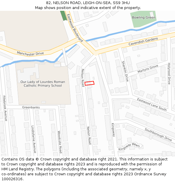 82, NELSON ROAD, LEIGH-ON-SEA, SS9 3HU: Location map and indicative extent of plot