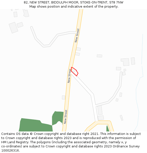 82, NEW STREET, BIDDULPH MOOR, STOKE-ON-TRENT, ST8 7NW: Location map and indicative extent of plot