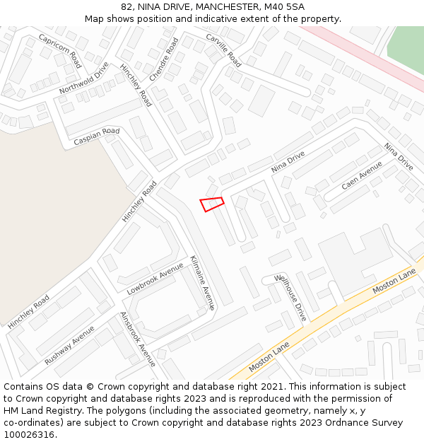 82, NINA DRIVE, MANCHESTER, M40 5SA: Location map and indicative extent of plot