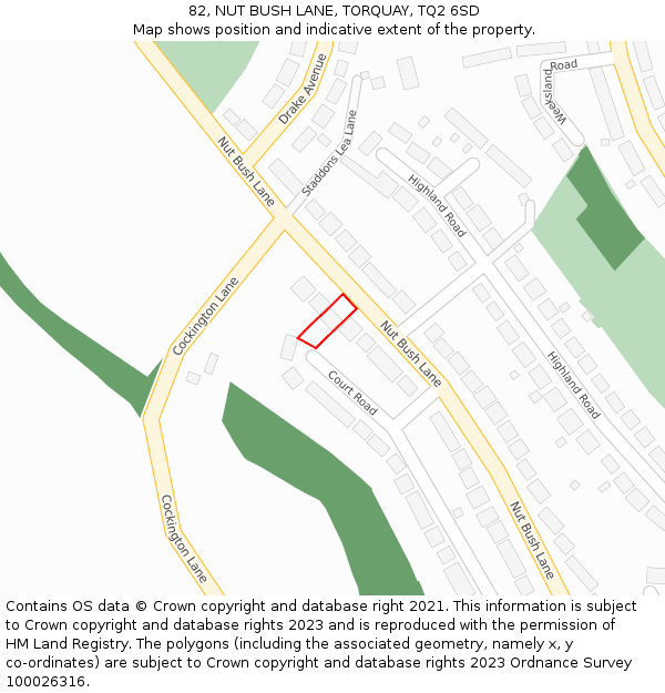 82, NUT BUSH LANE, TORQUAY, TQ2 6SD: Location map and indicative extent of plot