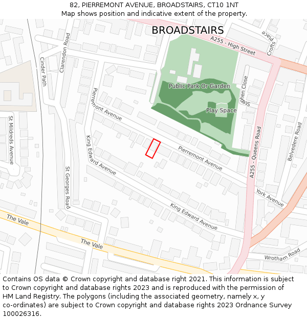 82, PIERREMONT AVENUE, BROADSTAIRS, CT10 1NT: Location map and indicative extent of plot