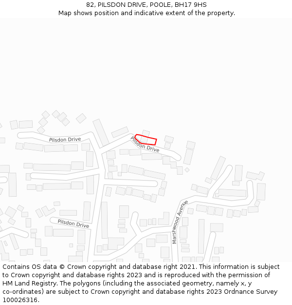 82, PILSDON DRIVE, POOLE, BH17 9HS: Location map and indicative extent of plot