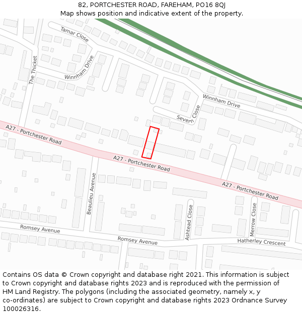 82, PORTCHESTER ROAD, FAREHAM, PO16 8QJ: Location map and indicative extent of plot