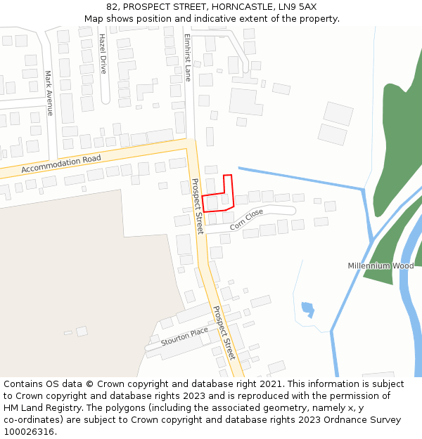 82, PROSPECT STREET, HORNCASTLE, LN9 5AX: Location map and indicative extent of plot