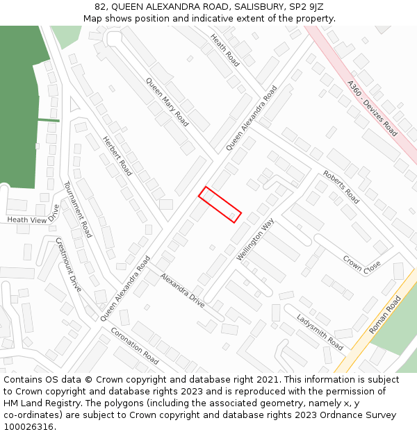 82, QUEEN ALEXANDRA ROAD, SALISBURY, SP2 9JZ: Location map and indicative extent of plot