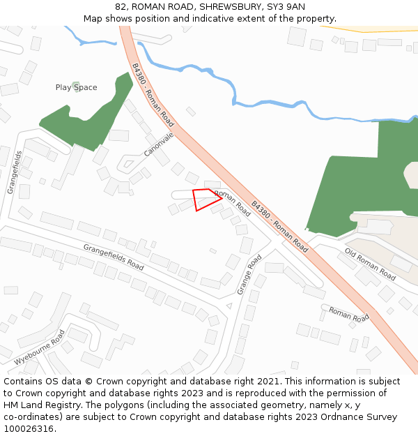 82, ROMAN ROAD, SHREWSBURY, SY3 9AN: Location map and indicative extent of plot