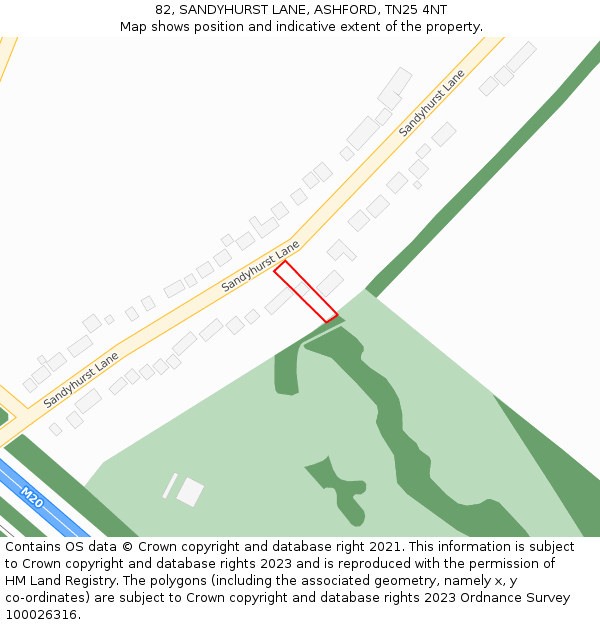 82, SANDYHURST LANE, ASHFORD, TN25 4NT: Location map and indicative extent of plot