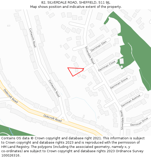 82, SILVERDALE ROAD, SHEFFIELD, S11 9JL: Location map and indicative extent of plot