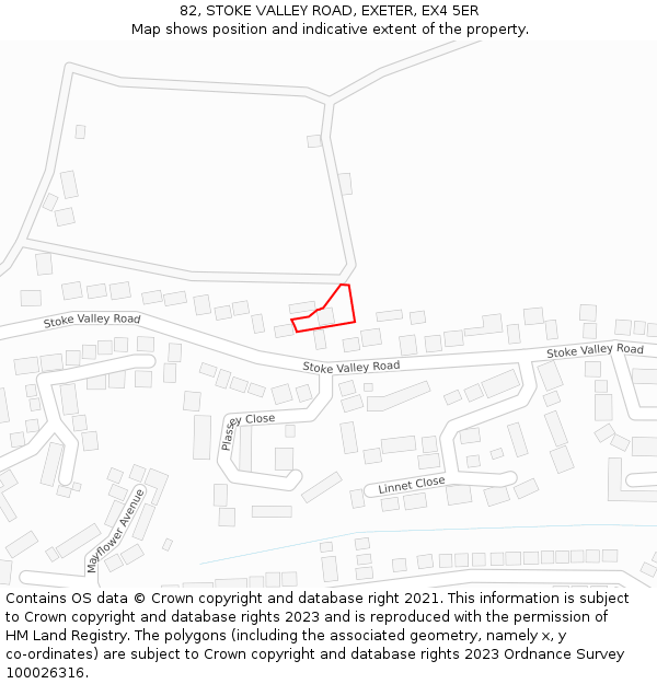 82, STOKE VALLEY ROAD, EXETER, EX4 5ER: Location map and indicative extent of plot