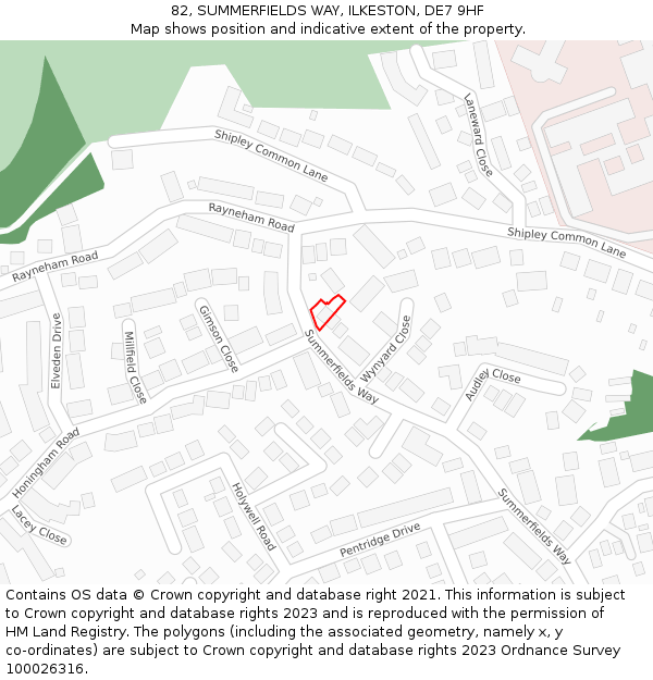 82, SUMMERFIELDS WAY, ILKESTON, DE7 9HF: Location map and indicative extent of plot