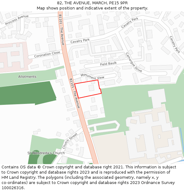 82, THE AVENUE, MARCH, PE15 9PR: Location map and indicative extent of plot