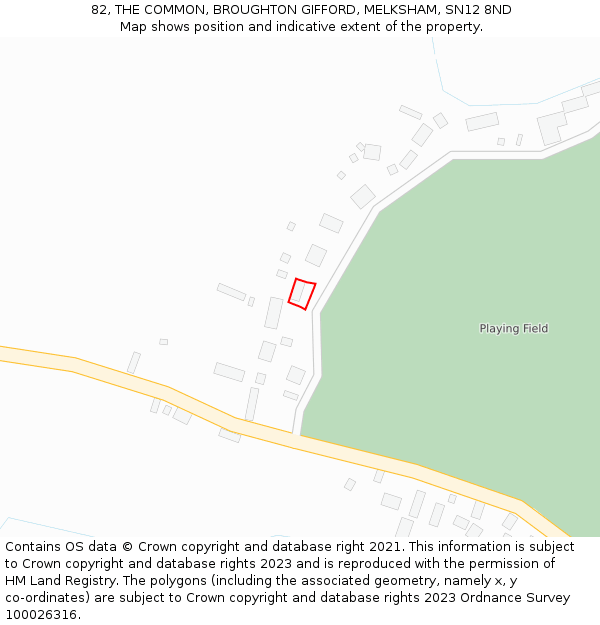 82, THE COMMON, BROUGHTON GIFFORD, MELKSHAM, SN12 8ND: Location map and indicative extent of plot