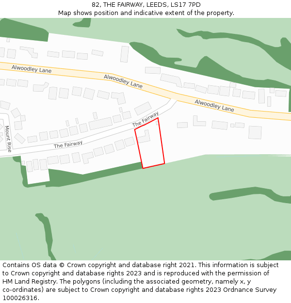 82, THE FAIRWAY, LEEDS, LS17 7PD: Location map and indicative extent of plot