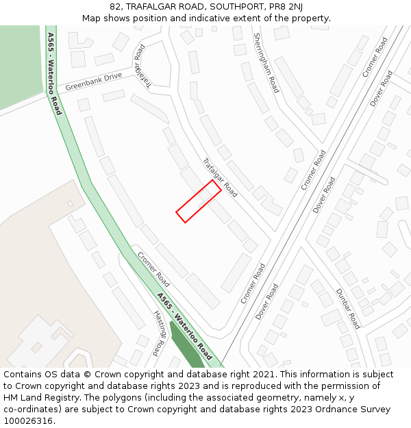 82, TRAFALGAR ROAD, SOUTHPORT, PR8 2NJ: Location map and indicative extent of plot