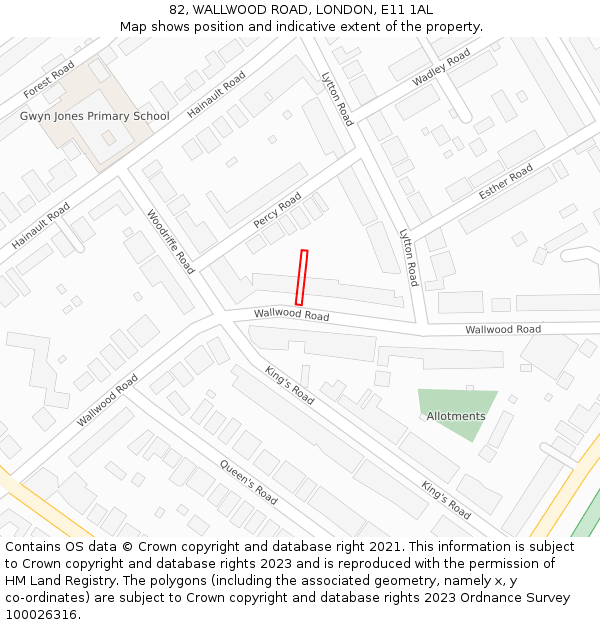 82, WALLWOOD ROAD, LONDON, E11 1AL: Location map and indicative extent of plot