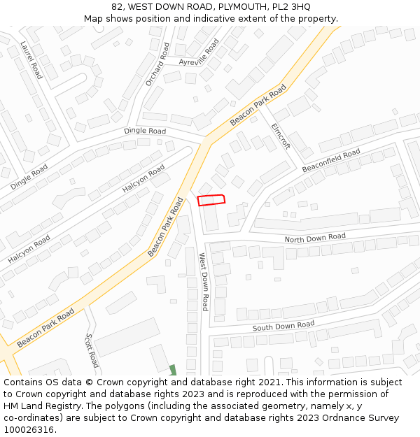 82, WEST DOWN ROAD, PLYMOUTH, PL2 3HQ: Location map and indicative extent of plot