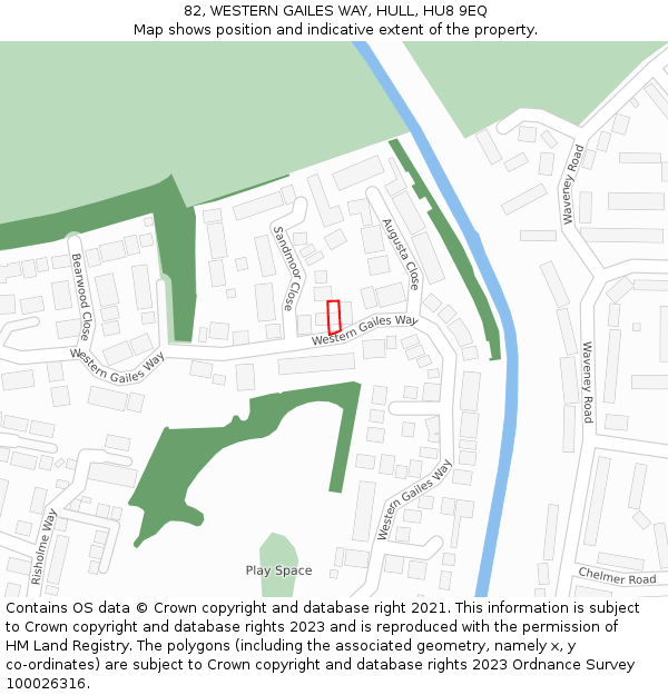 82, WESTERN GAILES WAY, HULL, HU8 9EQ: Location map and indicative extent of plot