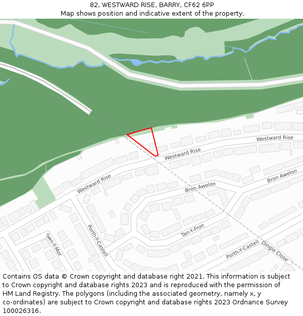 82, WESTWARD RISE, BARRY, CF62 6PP: Location map and indicative extent of plot