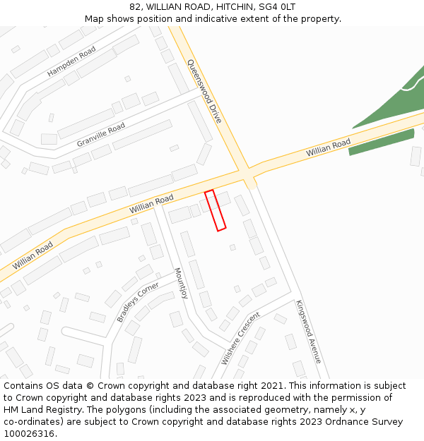 82, WILLIAN ROAD, HITCHIN, SG4 0LT: Location map and indicative extent of plot